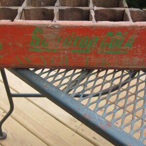 vtg Sundrop wood 24 bottle holder handle carry ends Rare orange wood crate